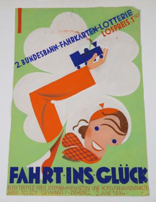 FAHRT INS GLÜCK - 2. BUNDESBAHN-FAHRKARTEN-LOTTERIE - Posters and Advertising Art