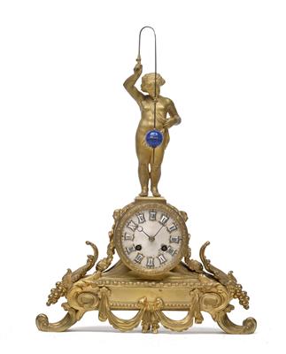 A Historism Period "Mysterieuse" bronze mantel clock - Antiques: Clocks, Metalwork, Asiatica, Faience, Folk art, Sculptures