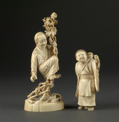 2 Japanese statuettes, - Antiquariato - orologi, metalli lavorati, asiatica, ceramica faentinas, arte popolare, sculture