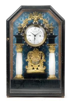A Biedermeier portico clock with display case, "Johann Haicterer in Bruch a: d. L." - Starožitnosti