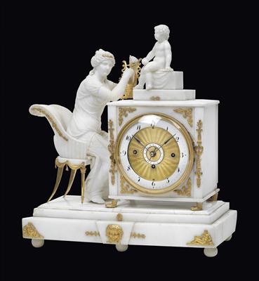 Empire Marmor Kaminuhr "Erato" - Antiquitäten - Uhren, Metallarbeiten, Asiatika, Fayencen, Volkskunst, Skulpturen