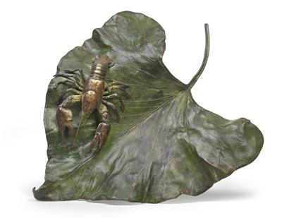 F. X. Bergmann - leaf with lobster, - Antiques: Clocks, Metalwork, Asiatica, Faience, Folk art, Sculptures