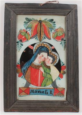 Behind-glass painting, Our Lady of Good Counsel, - Antiques: Clocks, Metalwork, Asiatica, Faience, Folk art, Sculptures