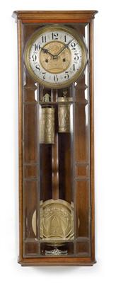 An art nouveau wall pendulum clock "Junghans" - Antiques: Clocks, Metalwork, Asiatica, Faience, Folk art, Sculptures