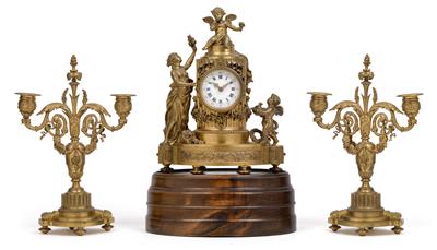 Kleine Historismus Bronze Kamingarnitur - Antiquitäten - Uhren, Metallarbeiten, Asiatika, Fayencen, Volkskunst, Skulpturen