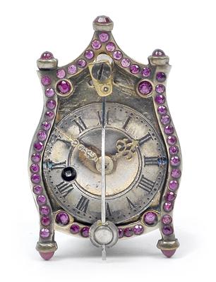 A miniature 'thimble' "Zappler" table clock - Antiques: Clocks, Metalwork, Asiatica, Faience, Folk art, Sculptures