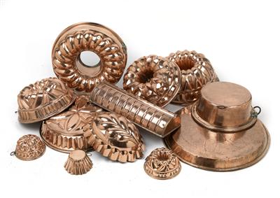Sammlung Back-, Aspik- und Pastetenformen, - Antiquitäten - Uhren, Metallarbeiten, Asiatika, Fayencen, Volkskunst, Skulpturen