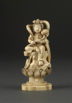 Statuette of a woman with a lotus flower, - Starožitnosti