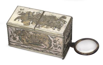 Silver snuffbox with hidden magnifier - Starožitnosti