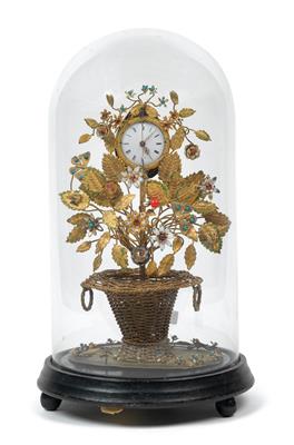 A Biedermeier table clock - "Flower basket" - Antiques: Clocks, Sculpture, Faience, Folk Art