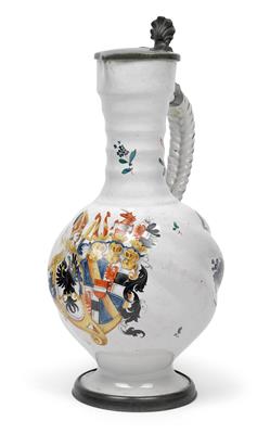 An 'Enghalskrug' tankard with coat-of-arms of the Bishop and Prince of Trent, - Antiques: Clocks, Sculpture, Faience, Folk Art