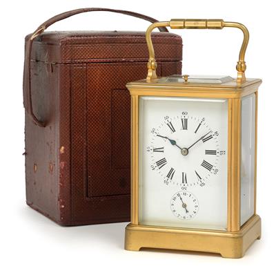 A travel alarm clock from France, with case - Antiquariato - orologi, sculture, maioliche, arte popolare