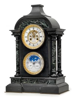 A Historism Period marble mantel clock with perpetual calendar - Antiques: Clocks, Sculpture, Faience, Folk Art