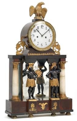 Kleine Empire Kommodenuhr "Mohren" - Antiquitäten (Uhren, Skulpturen, Metallarbeiten, Fayencen, Volkskunst, Silber)