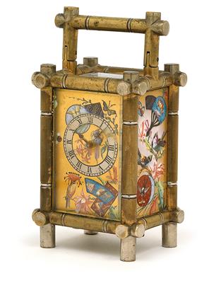 Kleine französische Historismus Reiseuhr im asiatischen Stil - Antiquitäten (Uhren, Skulpturen, Metallarbeiten, Fayencen, Volkskunst, Silber)