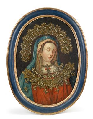 A 'Mary with Bowed Head', - Antiques: Clocks, Sculpture, Faience, Folk Art