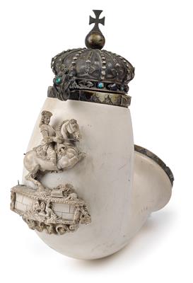 Meerschaumpfeife mit Prinz Eugen zu Pferd, - Antiquitäten (Uhren, Skulpturen, Metallarbeiten, Fayencen, Volkskunst, Silber)