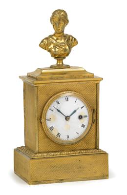 A miniature Empire Period bronze clock - Antiques: Clocks, Sculpture, Faience, Folk Art