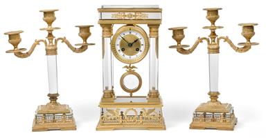Neoklassizismus "Baccarat" Kamingarnitur - Antiquitäten (Uhren, Skulpturen, Metallarbeiten, Fayencen, Volkskunst, Silber)