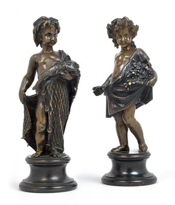 Two putti, - Clocks, Metalwork, Faience, Folk Art, Sculptures +Antique Scientific Instruments and Globes