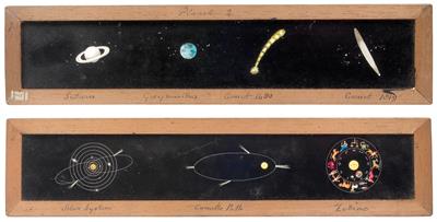 Eight astronomical Magic Lantern painted glass slides - Clocks, Metalwork, Faience, Folk Art, Sculptures +Antique Scientific Instruments and Globes