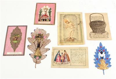 Various greeting and devotional cards, - Starožitnosti  +Historické vědecké přístroje a globusy