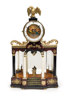An Empire commode clock, "The lute player" - Orologi, metalli lavorati, arte popolare e ceramica faentina, sculture  +Strumenti scientifici e globi d'epoca