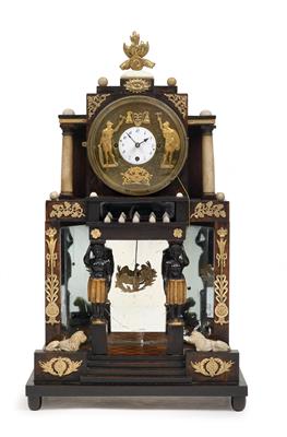 An Empire commode clock "Jacquemart" - Orologi, metalli lavorati, arte popolare e ceramica faentina, sculture  +Strumenti scientifici e globi d'epoca