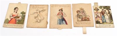 Five hoist cards, - Clocks, Metalwork, Faience, Folk Art, Sculptures +Antique Scientific Instruments and Globes