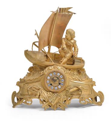 A Historism Period mantle clock "The little Captain", Ph. Mourey - Orologi, metalli lavorati, arte popolare e ceramica faentina, sculture  +Strumenti scientifici e globi d'epoca