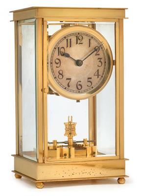 An art nouveau one-year clock with compensation pendulum - Orologi, metalli lavorati, arte popolare e ceramica faentina, sculture  +Strumenti scientifici e globi d'epoca
