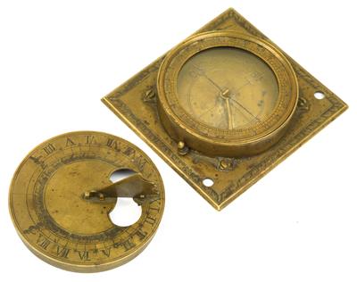 A c. 1700 brass Miner’s Compass - Clocks, Metalwork, Faience, Folk Art, Sculptures +Antique Scientific Instruments and Globes