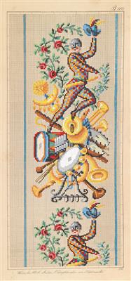 An embroidery pattern book, - Orologi, metalli lavorati, arte popolare e ceramica faentina, sculture  +Strumenti scientifici e globi d'epoca