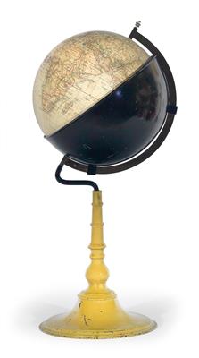 A rare c. 1910 Johann Georg Rothaug’s terrestrial Globe - Clocks, Metalwork, Faience, Folk Art, Sculptures +Antique Scientific Instruments and Globes