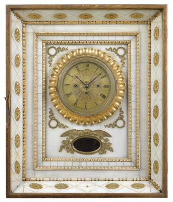 A Biedermeier alabaster frame clock - Antiques: Clocks, Sculpture, Faience, Folk Art, Vintage, Metalwork
