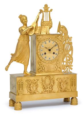 A bronze mantelpiece clock from France - "La musique" - Antiquariato - orologi, sculture, maioliche, arte popolare