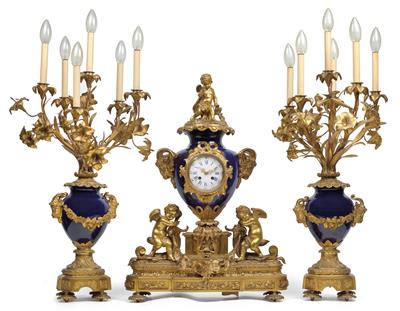 A large neoclassical mantelpiece set - Antiques: Clocks, Sculpture, Faience, Folk Art, Vintage, Metalwork