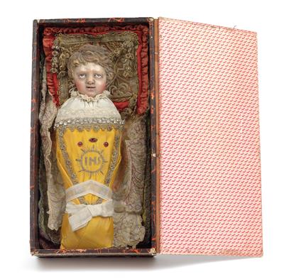 A baby in swaddling, - Antiques: Clocks, Sculpture, Faience, Folk Art, Vintage, Metalwork