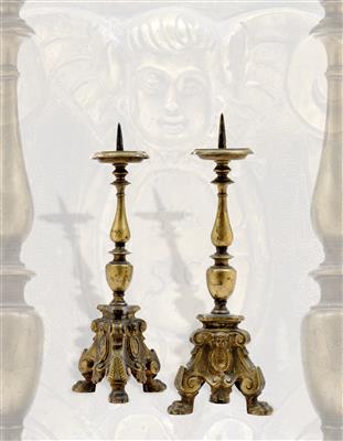 A pair of baroque candlesticks, - Antiquariato - orologi, sculture, maioliche, arte popolare