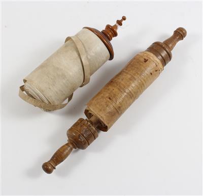 Two Torah scrolls, - Antiques: Clocks, Sculpture, Faience, Folk Art, Vintage