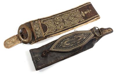 A wide quill embroidery belt, - Antiquariato - orologi, sculture, maioliche, arte popolare