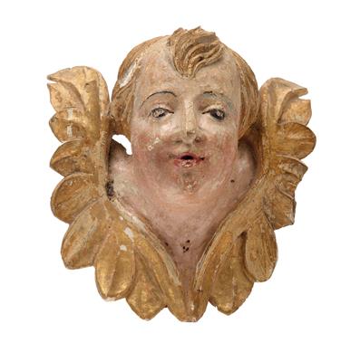 A small head of an angel, - Antiquariato - orologi, sculture, maioliche, arte popolare
