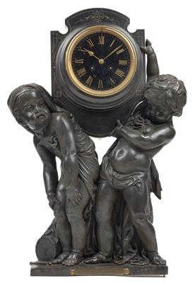 A Historism Period bronze mantelpiece clock from France - "Les Debardeurs" - Starožitnosti