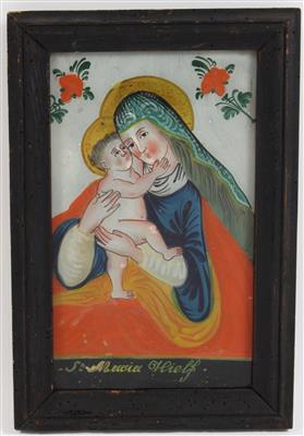A painting on glass, Our Lady of Perpetual Succour, - Antiquariato - orologi, sculture, maioliche, arte popolare