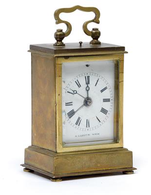 A small Biedermeier travel alarm clock - Antiques: Clocks, Sculpture, Faience, Folk Art, Vintage