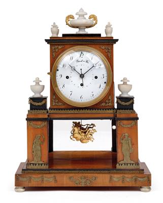 Wiener Biedermeier Kommodenuhr - Uhren, Judaika, Metallarbeiten, Vintage, Fayencen, Skulpturen, Volkskunst