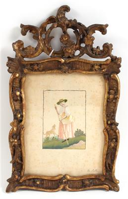 Two embroidered silk pictures, - Starožitnosti