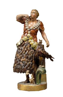 An allegorical image of a girl with a bird, - Clocks, Vintage, Sculpture, Faience, Folk Art, Fan Collection