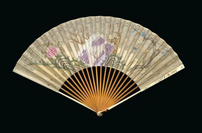 A chinoiserie folding fan, England around 1780, - Clocks, Vintage, Sculpture, Faience, Folk Art, Fan Collection