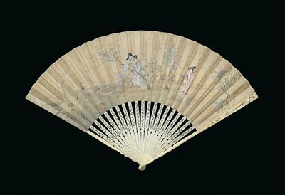 A chinoiserie folding fan, France or Netherlands around 1740 - Clocks, Vintage, Sculpture, Faience, Folk Art, Fan Collection